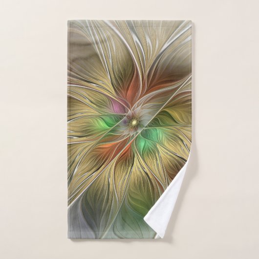 Bloemenfantasie met goudmodern Abstract fractal Bad Handdoek (Handdoek)