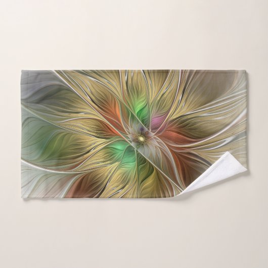 Bloemenfantasie met goudmodern Abstract fractal Bad Handdoek (Handdoek)