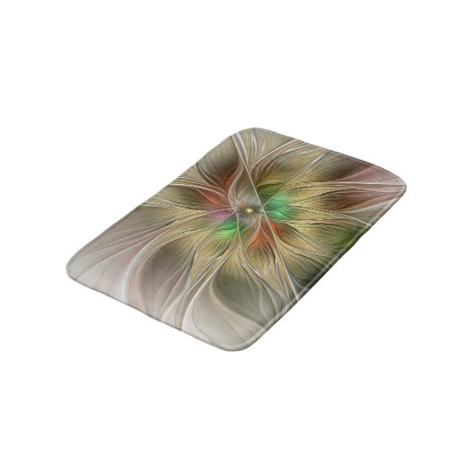 Bloemenfantasie met goudmodern Abstract fractal Badmat (Gekanteld)