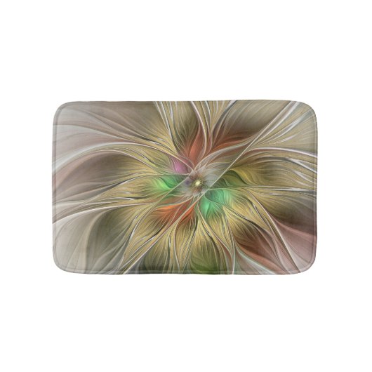 Bloemenfantasie met goudmodern Abstract fractal Badmat (Voorkant)