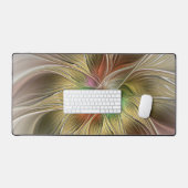 Bloemenfantasie met goudmodern Abstract fractal Bureaumat (Keyboard & Muis)