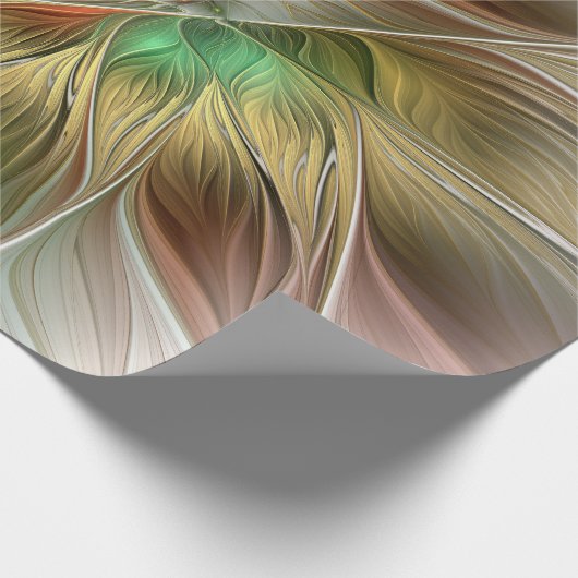 Bloemenfantasie met goudmodern Abstract fractal Cadeaupapier (Hoek)