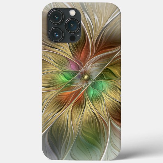Bloemenfantasie met goudmodern Abstract fractal Case-Mate iPhone Case (Achterkant)
