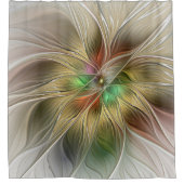 Bloemenfantasie met goudmodern Abstract fractal Douchegordijn (Voorkant)