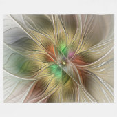Bloemenfantasie met goudmodern Abstract fractal Fleece Deken (Voorkant (Horizontaal))