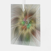 Bloemenfantasie met goudmodern Abstract fractal Glas Ornament (Voorkant links)