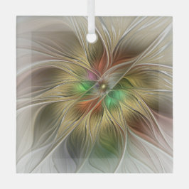 Bloemenfantasie met goudmodern Abstract fractal Glas Ornament