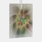 Bloemenfantasie met goudmodern Abstract fractal Glas Ornament (Voorkant Rechts)