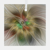 Bloemenfantasie met goudmodern Abstract fractal Glas Ornament (Achterkant)