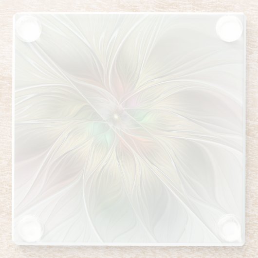 Bloemenfantasie met goudmodern Abstract fractal Glazen Onderzetter (Achterkant)