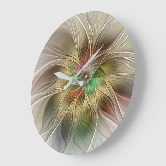 Bloemenfantasie met goudmodern Abstract fractal Grote Klok (Hoek)