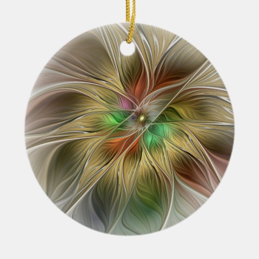 Bloemenfantasie met goudmodern Abstract fractal Keramisch Ornament (Voorkant)