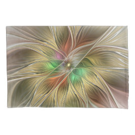 Bloemenfantasie met goudmodern Abstract fractal Kussensloop