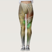 Bloemenfantasie met goudmodern Abstract fractal Leggings (Voorkant)