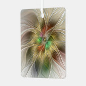 Bloemenfantasie met goudmodern Abstract fractal Metalen Ornament (Voorkant links)