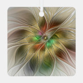 Bloemenfantasie met goudmodern Abstract fractal Metalen Ornament (Achterkant)
