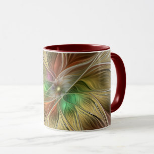 Bloemenfantasie met goudmodern Abstract fractal Mok