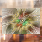 Bloemenfantasie met goudmodern Abstract fractal Raamsticker (Vel 2)