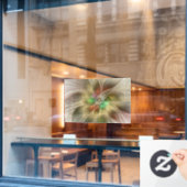Bloemenfantasie met goudmodern Abstract fractal Raamsticker (Cafe Raam)