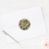 Bloemenfantasie met goudmodern Abstract fractal Ronde Sticker (Envelop)