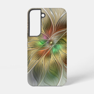 Bloemenfantasie met goudmodern Abstract fractal Samsung Galaxy Hoesje