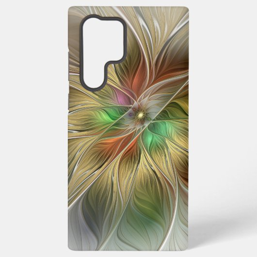 Bloemenfantasie met goudmodern Abstract fractal Samsung Galaxy Hoesje (Achterkant)