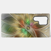 Bloemenfantasie met goudmodern Abstract fractal Samsung Galaxy Hoesje (Achterkant horizontaal)