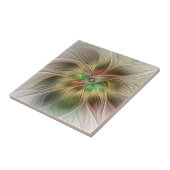 Bloemenfantasie met goudmodern Abstract fractal Tegeltje (Zijkant)