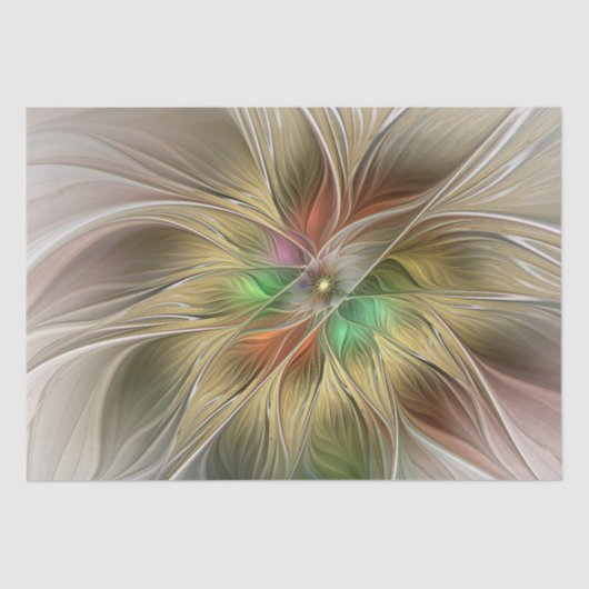 Bloemenfantasie met goudmodern Abstract fractal Tissuepapier (Voorkant)