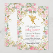 Bloemenfee Baby shower uitnodiging (Voorkant / Achterkant)