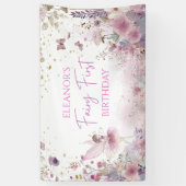 Bloemenfee eerste verjaardag gepersonaliseerd fees spandoek (Verticaal)