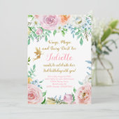 Bloemenfee Feestuitnodiging, Fairy Uitnodiging (Staand voorkant)