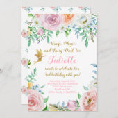 Bloemenfee Feestuitnodiging, Fairy Uitnodiging (Voorkant / Achterkant)