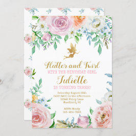 Bloemenfee Feestuitnodiging, Fairy Uitnodiging