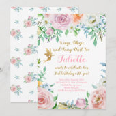 Bloemenfee-feestuitnodiging, Fee-uitnodiging Kaart (Voorkant / Achterkant)