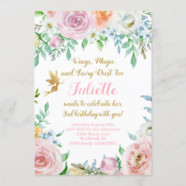 Bloemenfee-feestuitnodiging, fee-uitnodiging kaart