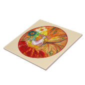 BLOEMENFEE ivory Rood Geel Bloemrijke Fantasie Tegeltje (Zijkant)