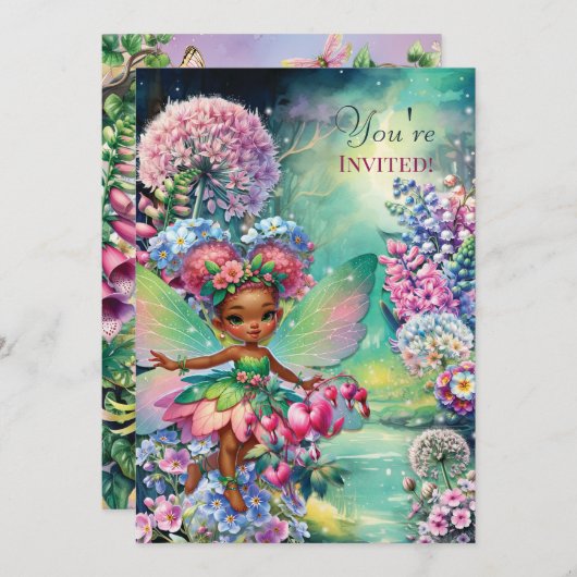 Bloemenfee Land Party Uitnodiging (Voorkant / Achterkant)