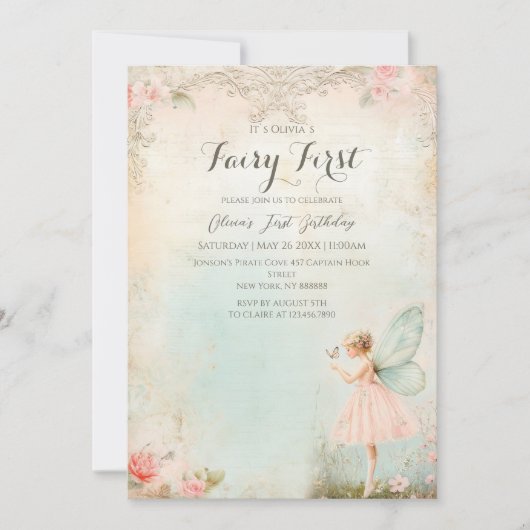 Bloemenfee meisje Verjaardag Kaart (Voorkant)