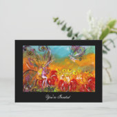 BLOEMENFEE MUSIC MAKING Fantasy Uitnodiging Rood Z (Staand voorkant)