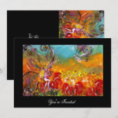 BLOEMENFEE MUSIC MAKING Fantasy Uitnodiging Rood Z (Voorkant / Achterkant)