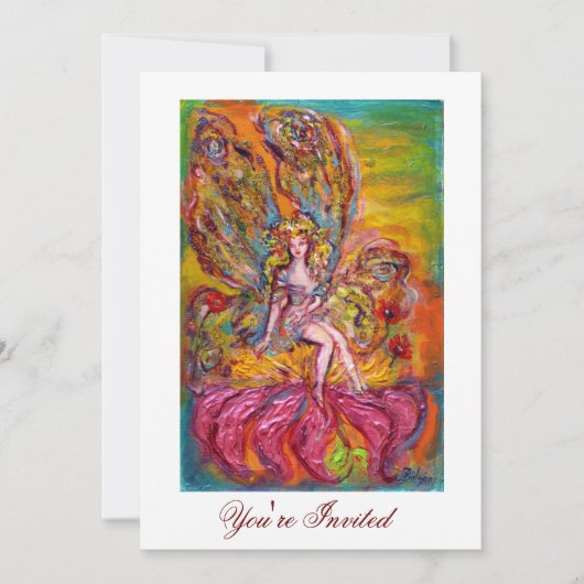 BLOEMENFEE OP DE ROZE IRIS Fantasie Geel Wit Kaart (Voorkant)