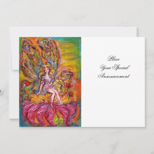 BLOEMENFEE OP DE ROZE IRIS Fantasie Geel Wit Kaart (Achterkant)