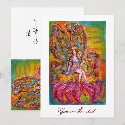 BLOEMENFEE OP DE ROZE IRIS Fantasie Geel Wit Kaart (Voorkant / Achterkant)