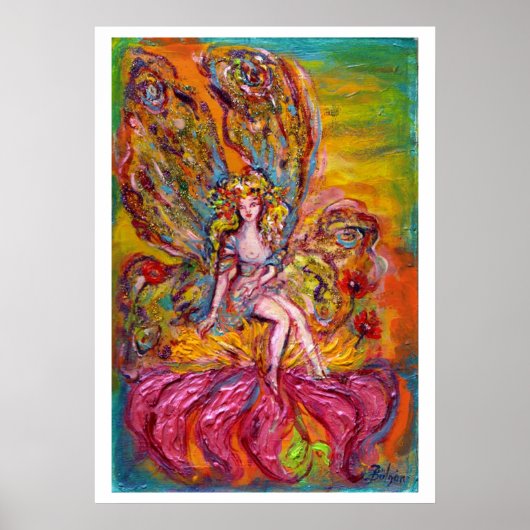 BLOEMENFEE OP DE ROZE IRIS Fantasie Poster (Voorkant)
