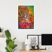BLOEMENFEE OP DE ROZE IRIS Fantasie Poster (Thuiskantoor)