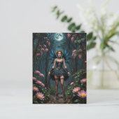Bloemenfee op een Volle Maan Nacht Briefkaart (Staand voorkant)
