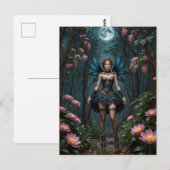 Bloemenfee op een Volle Maan Nacht Briefkaart (Voorkant / Achterkant)