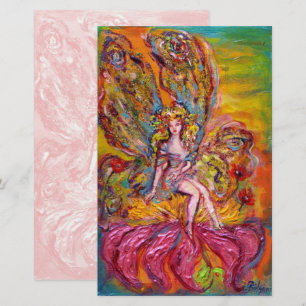 BLOEMENFEE OP IRIS Roze Fantasy Stationery Briefpapier