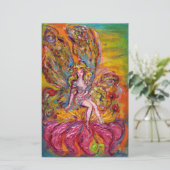 BLOEMENFEE OP IRIS Roze Fantasy Stationery Briefpapier (Staand voorkant)